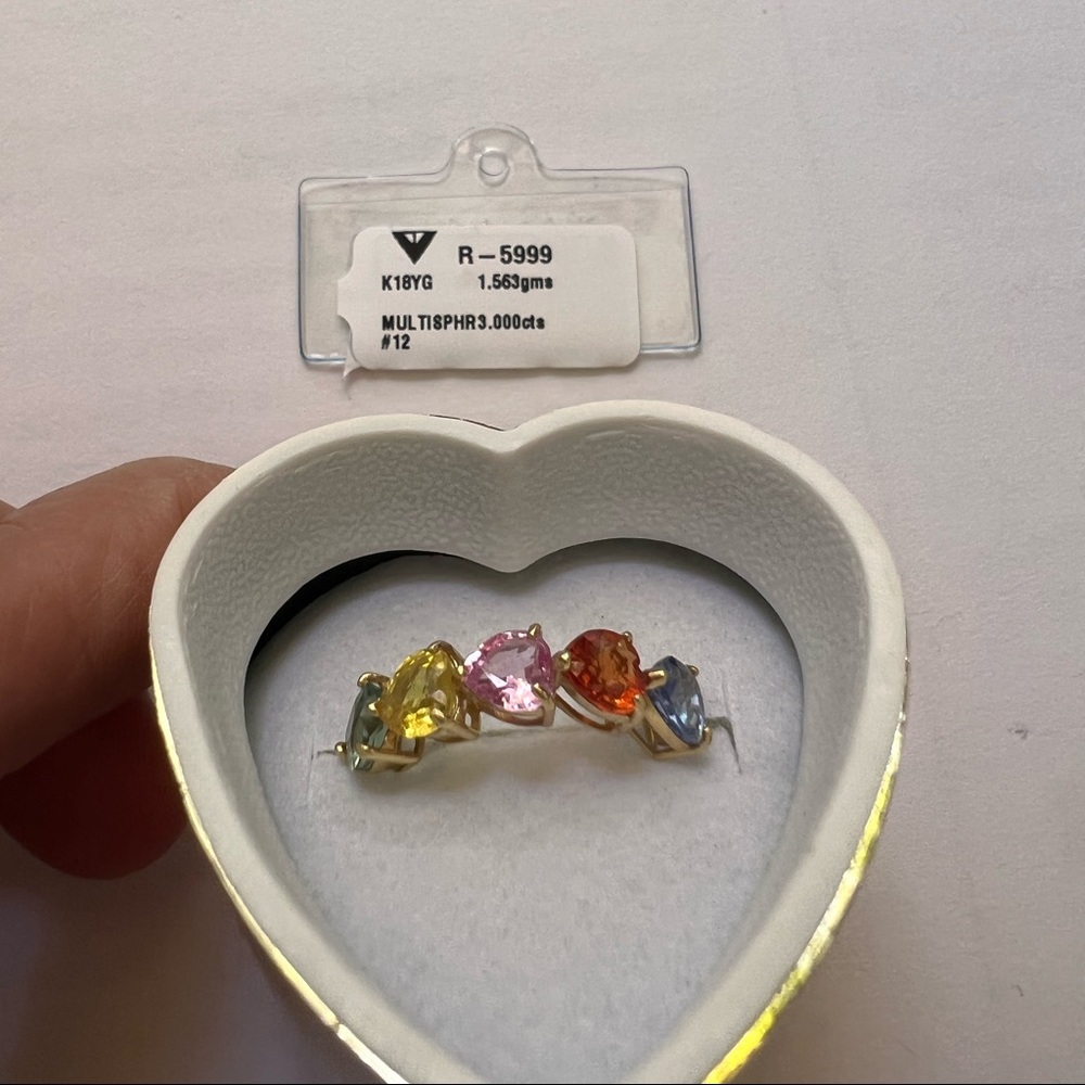 Japan 18k solid yellow gold sapphire ring s-5
